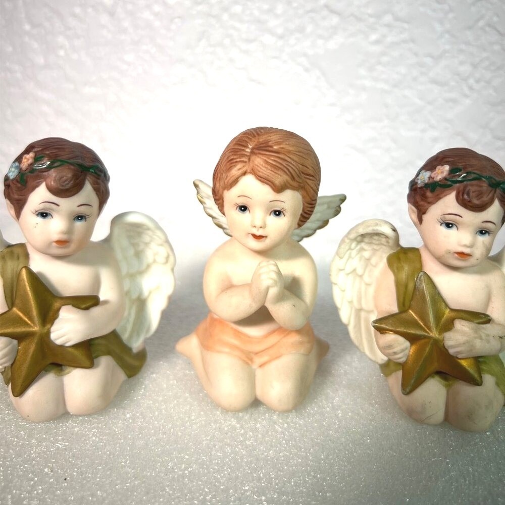 Ceramic Cherubs Angels Heavenly Cherubs & Home Interiors Four Seasons Set Of 3